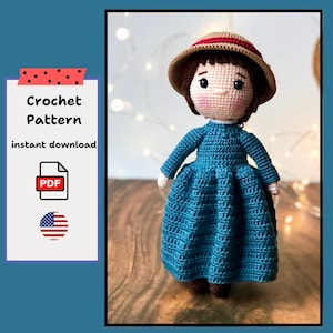 Crochet Doll Pattern, Amigurumi Doll Pattern, English pdf