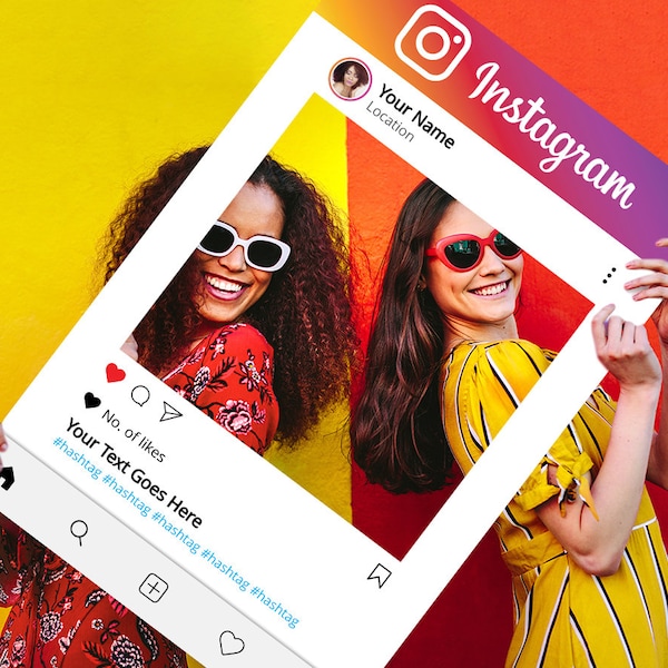 Instagram Selfie Frame Social Media Photo Prop Frame, White Photo Booth Prop, Weddings, Birthdays, Template, Digital Download PDF
