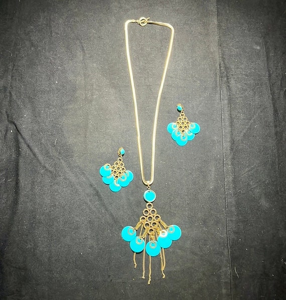 Babylone Paris tropical blue necklace/earrings