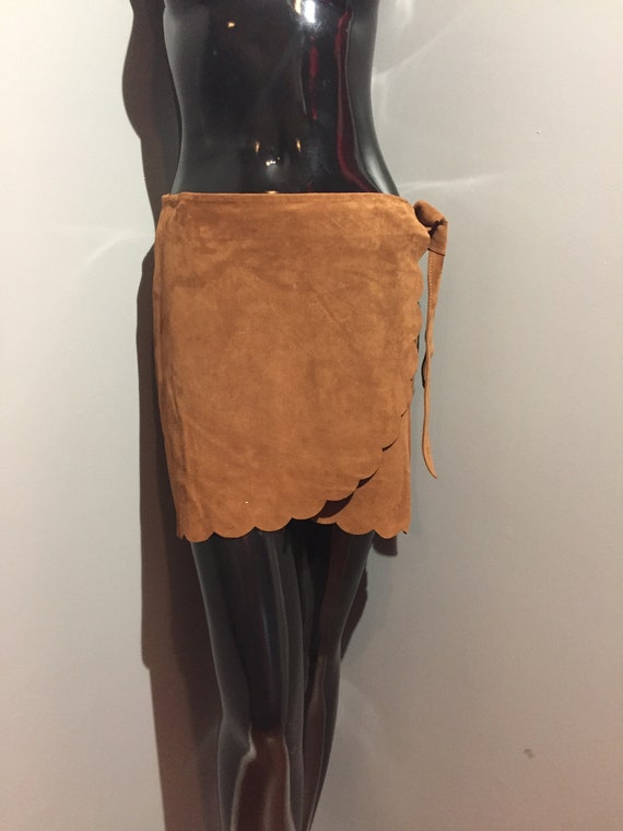 Sezane-Paris ARCHIVE natural suede leather skirt w