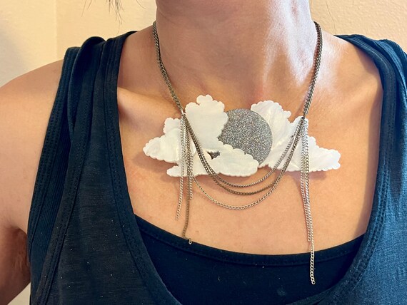 Clouds over Full Moon necklace by Tatty Devine
