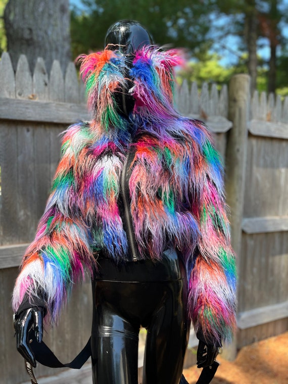 dolls Kill! Rainbow yeti short bomber coat - image 2