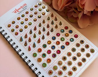 Fancy Assorted Designs 576 Bindi Booklet• 6 Page Reusable Bindis• Bridal Bindi