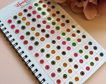 Assorted Bindis Booklet • Colourful Stone Border, Reusable Bindis (576 Count)