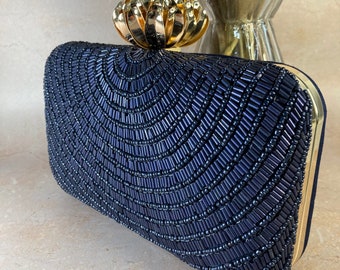 Blue Navy Handcrafted Clutch Bag•Clutch Bag•Women's Handbag•Clutch•Evening Purse•Navy Clutch•Gift For Her•Statement Clutch•Evening Clutch