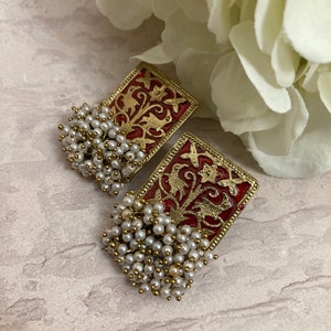 Mahira Meenakari Earrings (Red) (ST718)