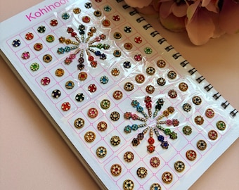 Fancy Assorted Designs 6 Page Bindi Booklet•Reusable Silver/Gold Bindis