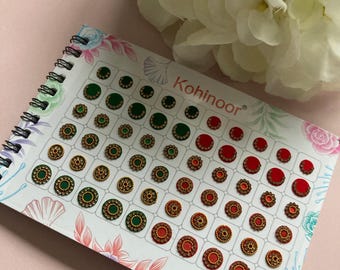 Colorful Velvet Stone Bindi Booklet • 300 Red Bindis