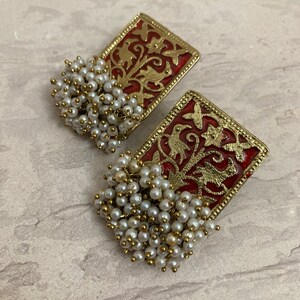 Mahira Meenakari Earrings (Red) (ST718)