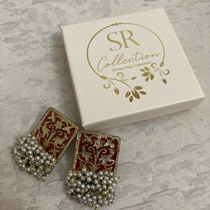 Mahira Meenakari Earrings (Red) (ST718)