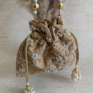 Simran Bronze Pearl Potli Bag (ST810)