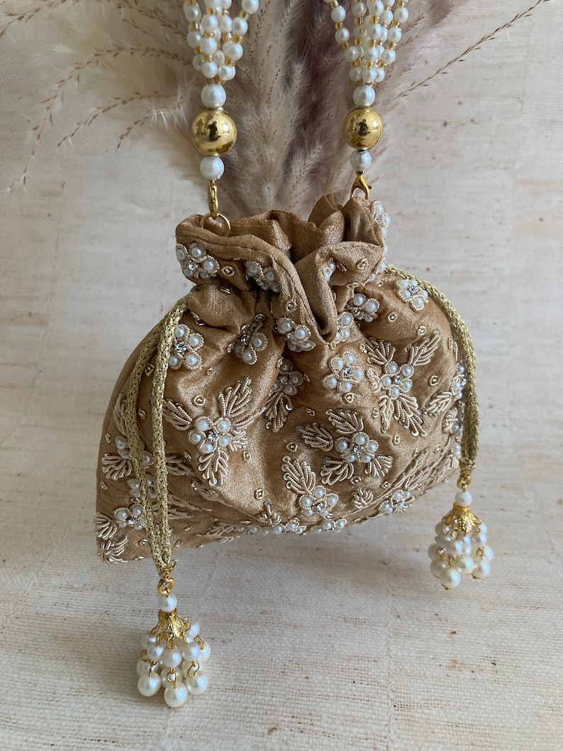 Simran Bronze Pearl Potli Bag (ST810)