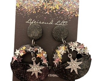 Clay drop earrings with sparkle