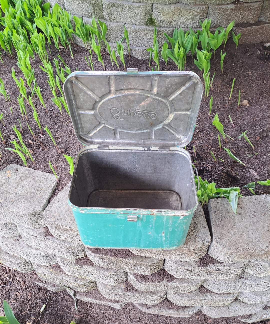 Vintage 1930s Empeco Bread Box, Hinged Lid Kitchen Storage, Depression