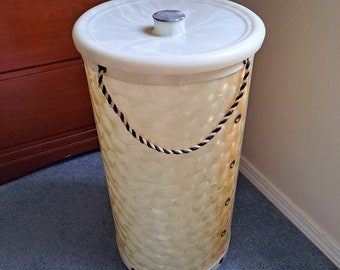 1958 MCM Tuppercraft Laundry Hamper, Vintage Tupperware, Marbled Scallop Pattern, Retro Bathroom, Good Clean Condition, Rare