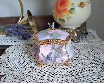 Vintage 2001 "Flights of Fancy" Porcelain Music Box/Trinket Box, Lena Lui's Enchanted Wings Series, 1st Issue, Music Box Collection, Lovely!