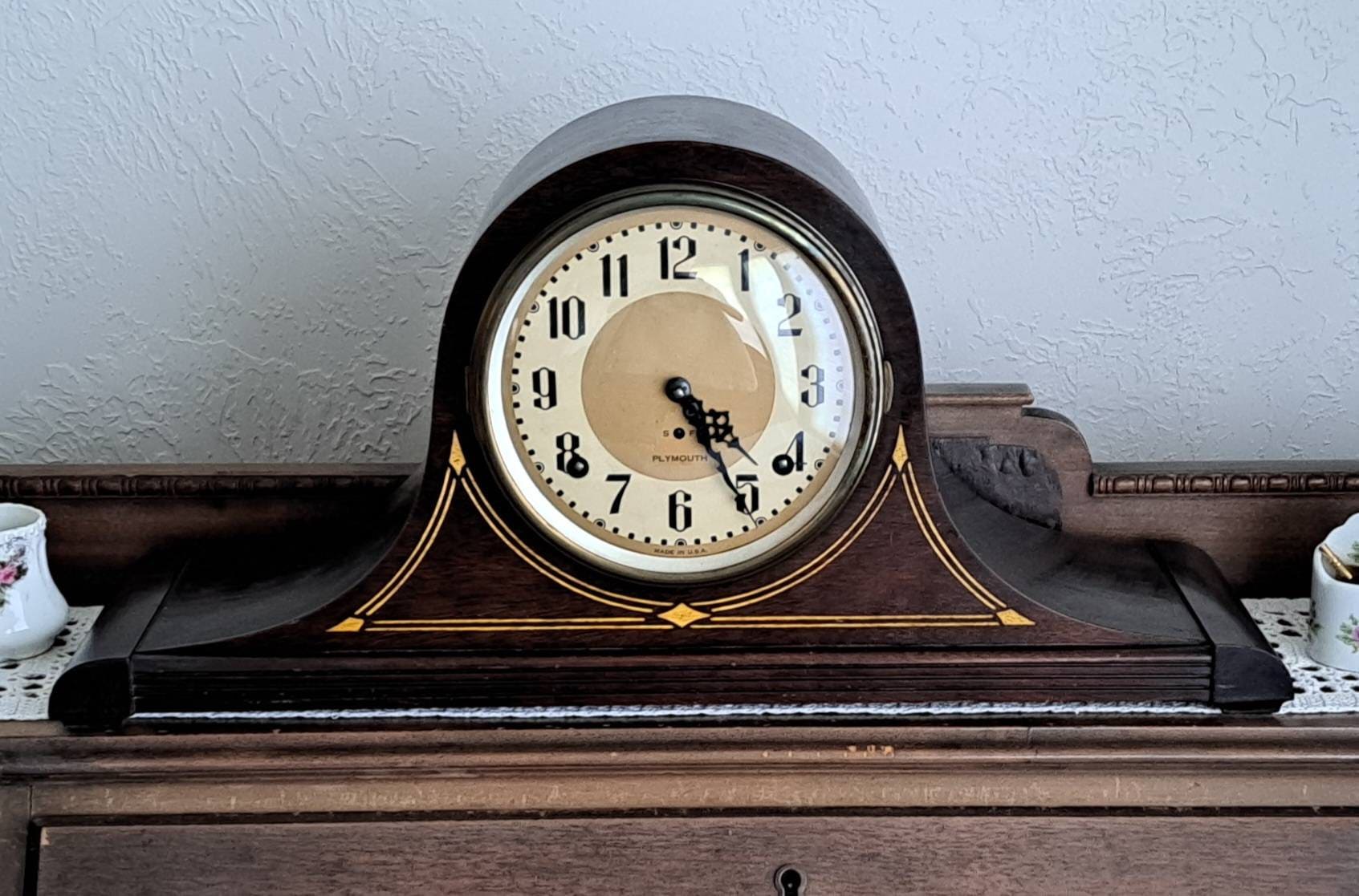 Plymouth 8-Day Pendulum 置時計 VTG 1937 Seth Thomas Plymouth Tambour 8-day Mantle Clock, Model