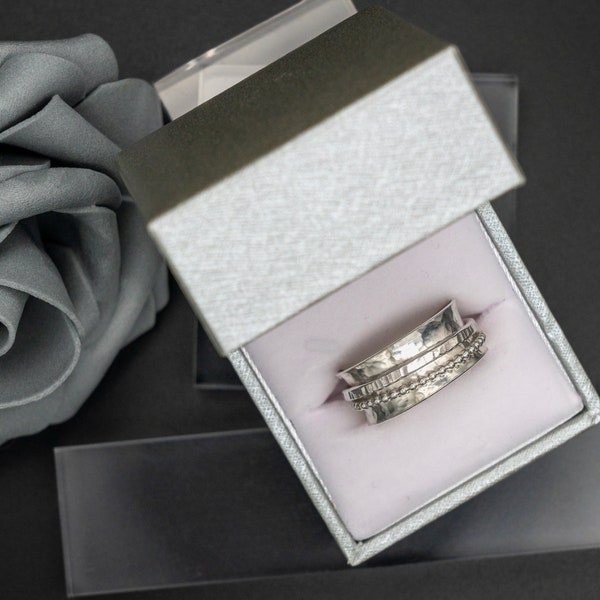 Sterling silver handmade spinner ring.  Beautifully presented in a ring gift box.
