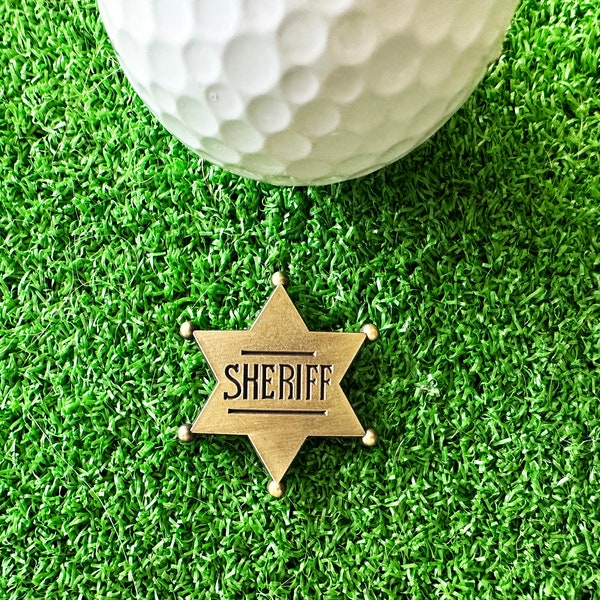 Sheriff Star Badge Golf Ball Marker - Golf Accessory Awesome Golf Gift Idea, Boyfriend Golf, Husband Golf, Dad Golf, Christmas Gift, golf