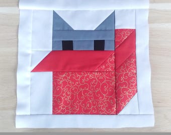 Cat In Box Quilt Block Pattern - 12 inch (PDF Pattern)