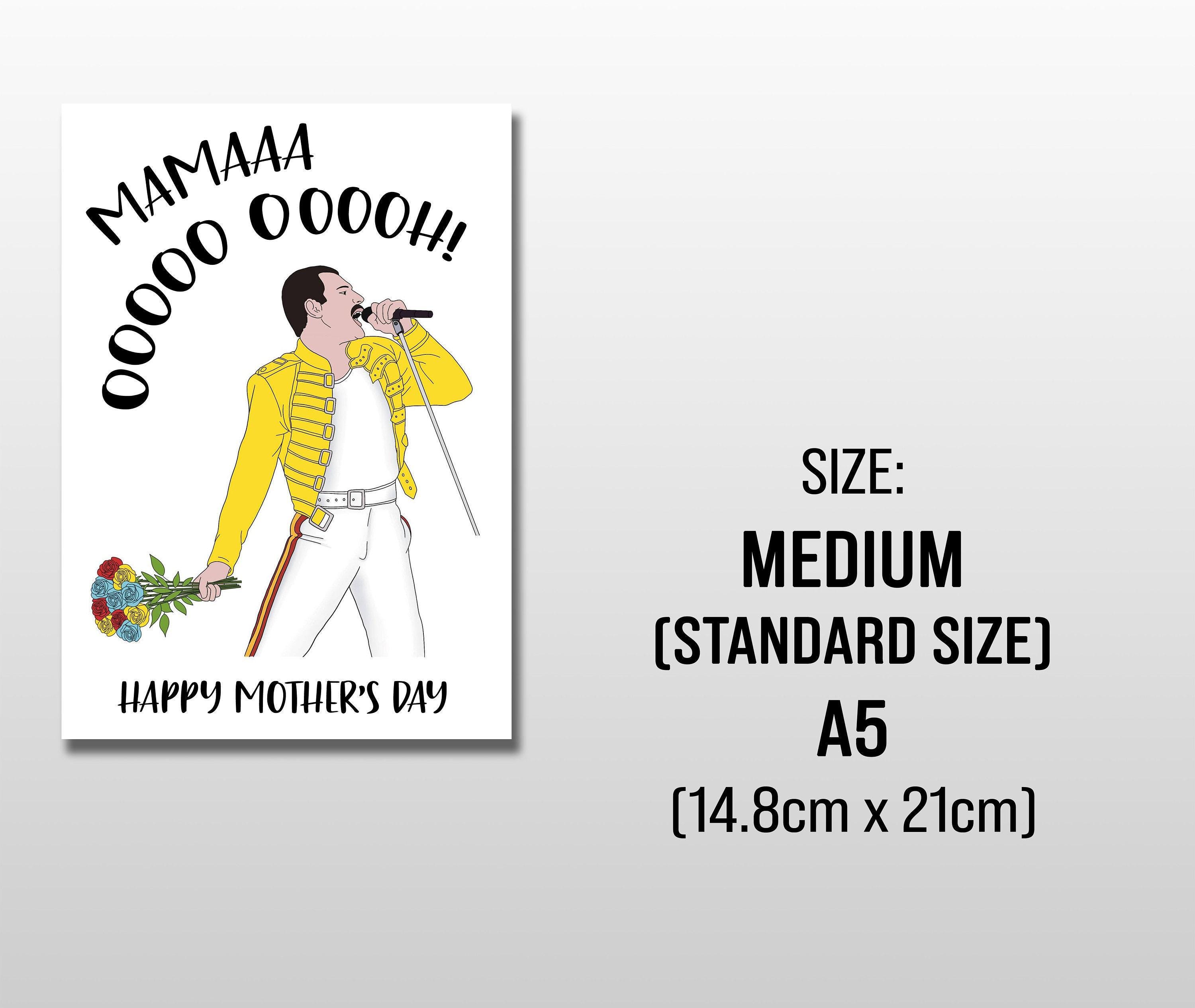 Tarjeta De Cumpleaños Divertida Para El Día De La Madre - Diseño Freddie Mercury Queen, Con Sobre A Color