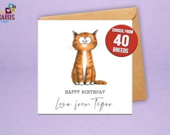 Personalised Cat Birthday Card – Custom Feline Gift for Pet Lovers