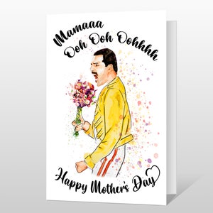 Funny Mothers Day Card - Mama Ooooh Freddie Mercury - Queen - Mama Mothers Day Card - Card for Music Lovers mum mama mom mother mummy