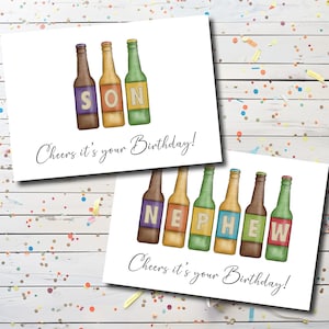 Beer Bottle Birthday Card - Cider Bottle Card - Larger Bottle Card - Birthday Card for Son Daughter Nephew Niece Grandson Godson Uncle Dad