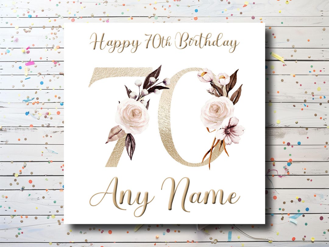 Personalised 70th Birthday Card - Custom 70 Birthday Card for Women ...