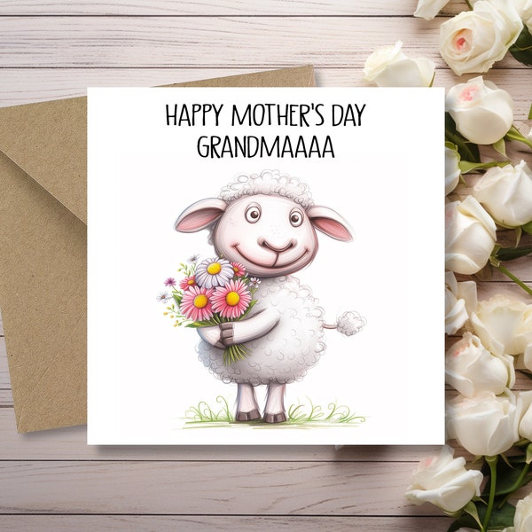 Grandma / Nana Mothers Day Card - Grandmother Mothers Day Card - Cute flowers mothers day card for nana nan grandma gran