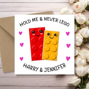 Funny Valentine's Day Card - Hold me and never Lego Valentines Day Card - Funny Valentines Day Card - Cute card for girlfriend or boyfriend