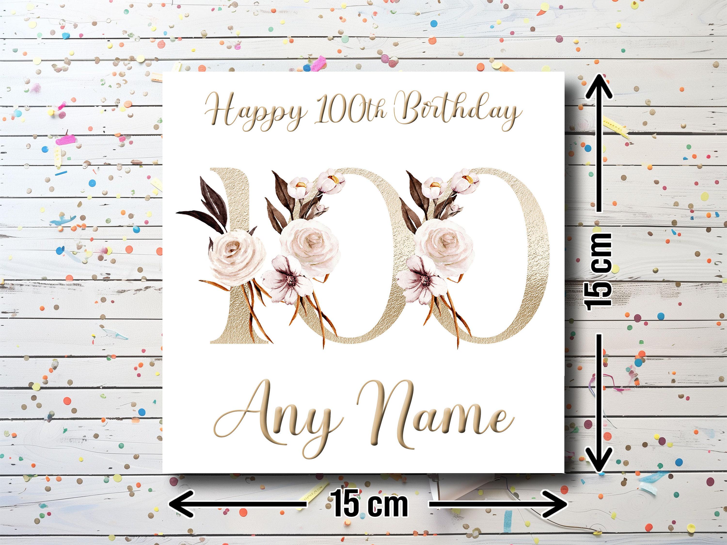 Personalized 100th Birthday Card - Floral Design - Etsy