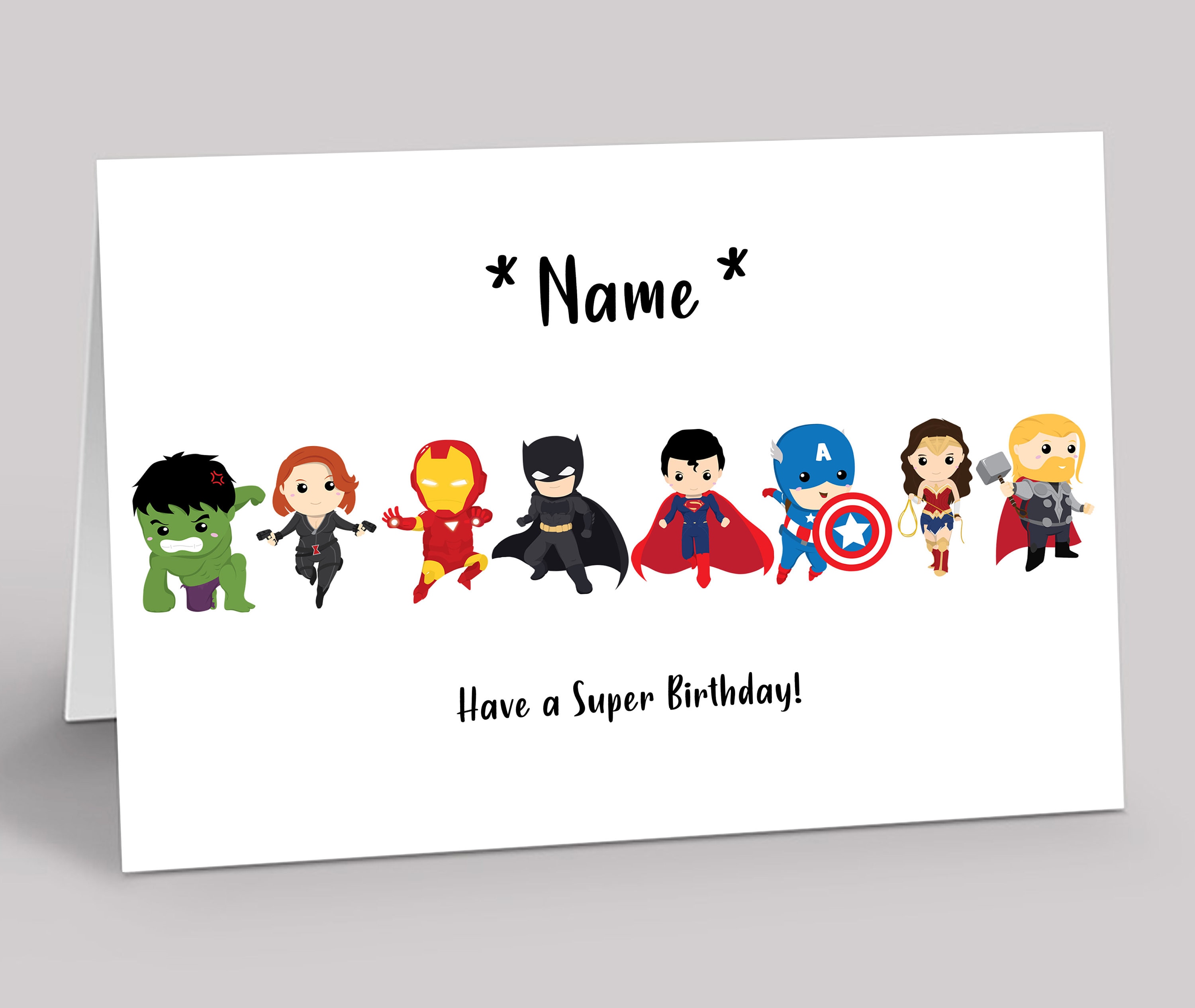 Daughter Son Brother Niece Nephew AVENGERS Personalised Birthday Card 