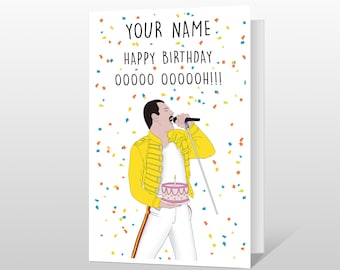 Freddie Mercury Birthday Card – Queen Music Fan Card