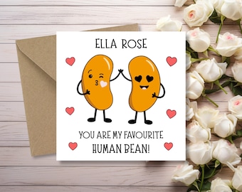 Personalized Valentine's Day Card - Funny Human Bean Design