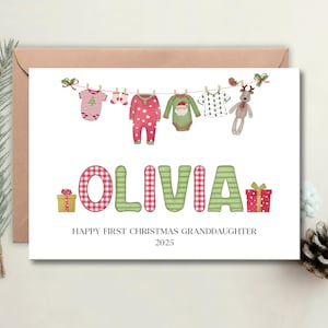 Personalized Baby&#39;s First Christmas Card - Keepsake Holiday Card