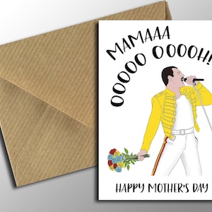 Funny Mothers Day Card Mama Ooooh Freddie Mercury Queen Mama Mothers Day Card Card for Music Lovers mum mama mom mother mummy image 3