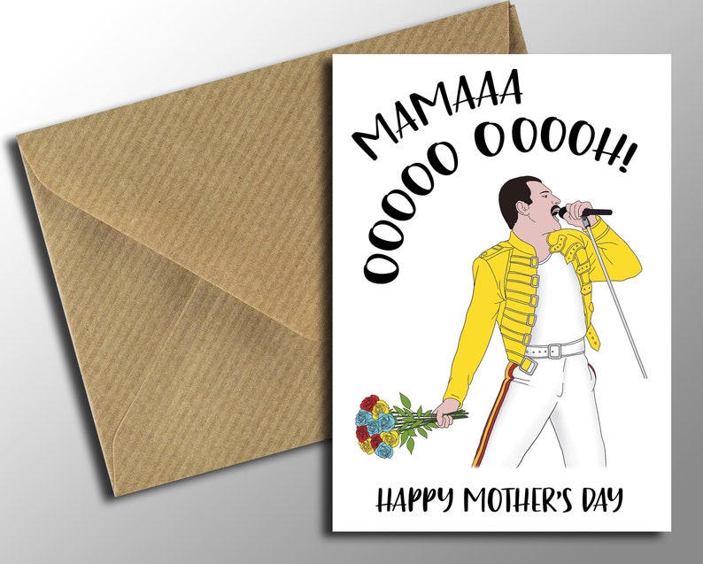 Funny Mothers Day Card Mama Ooooh Freddie Mercury Queen Mama Mothers Day Card Card for Music Lovers mum mama mom mother mummy image 3