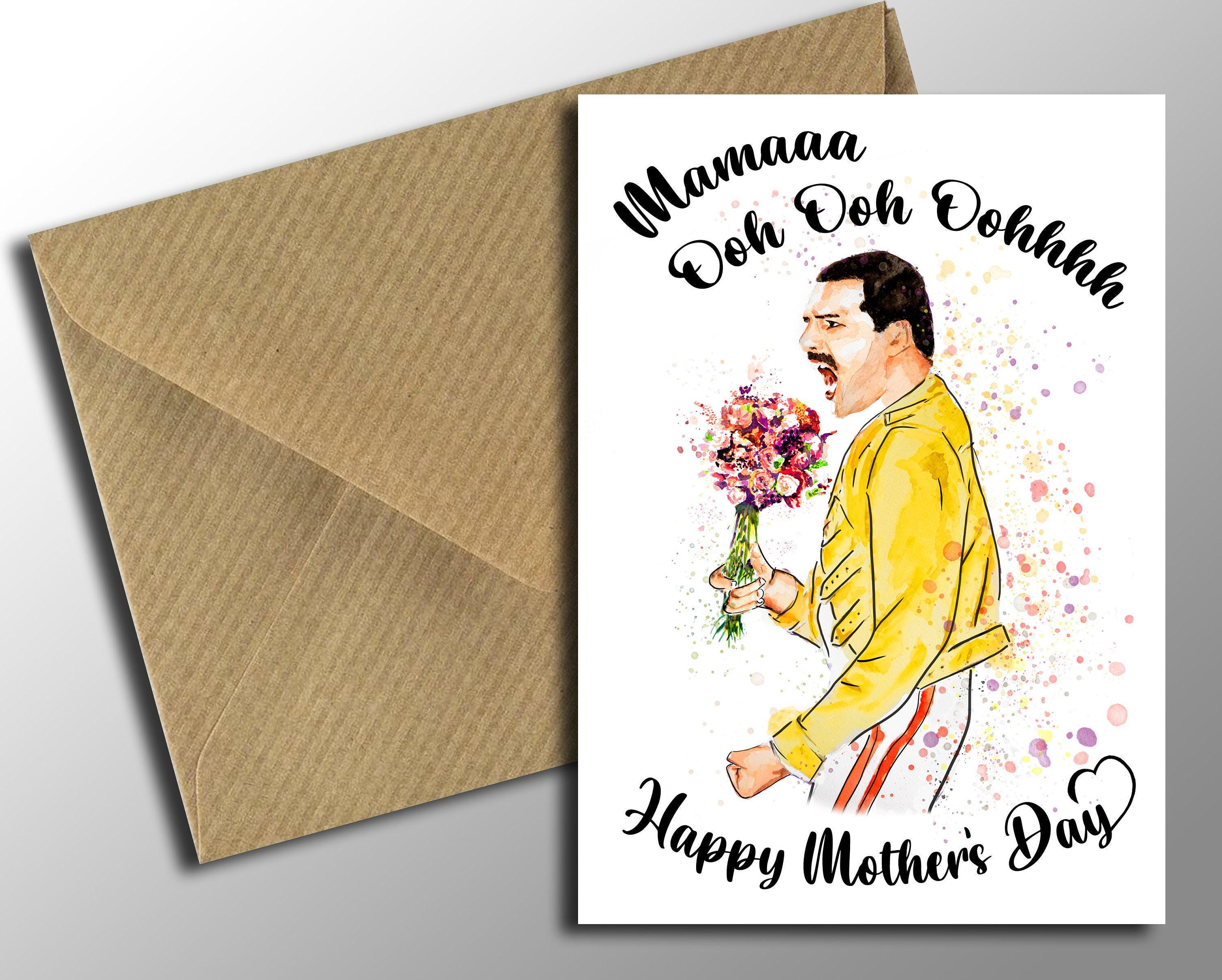 Funny Mothers Day Card - Mama Ooooh Freddie Mercury - Queen