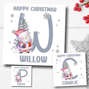 Personalised Kids Christmas Card - Santa alphabet xmas card for children - Festive card for grandson, grandaughter, niece, nephew etc….