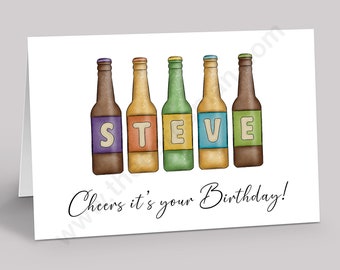 Personalised Beer Bottle Birthday Card - Cider Bottle Card - Larger Bottle Card - Birthday Card for Dad, Mum, Son, Daughter, Friend ect.....