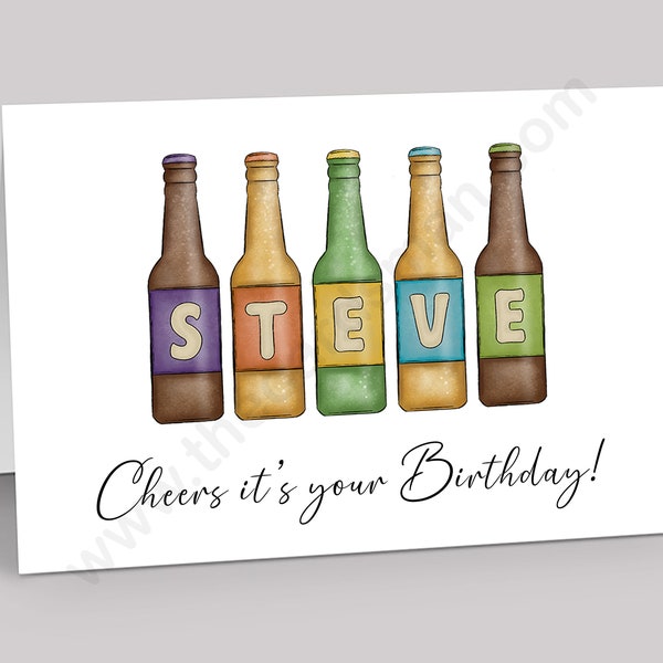 Personalised Beer Bottle Birthday Card - Cider Bottle Card - Larger Bottle Card - Birthday Card for Dad, Mum, Son, Daughter, Friend ect.....