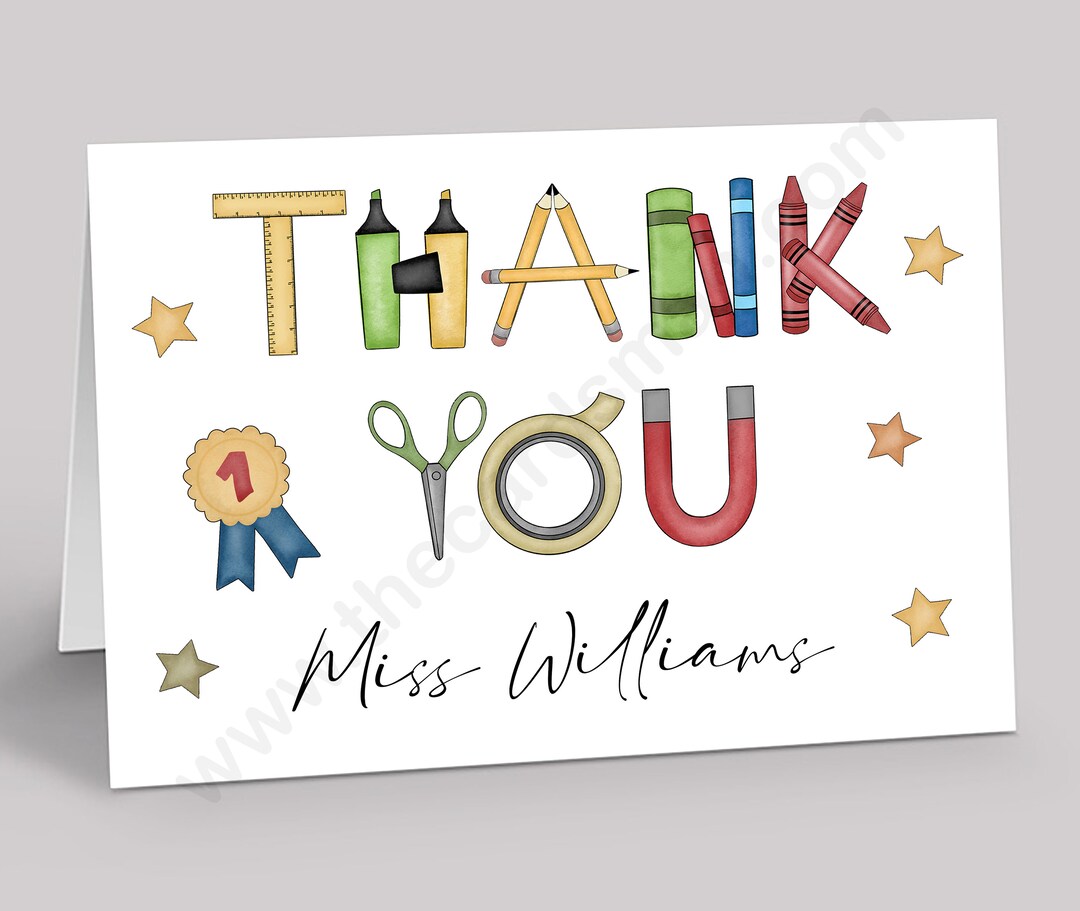 Personalized Teacher Thank You Card – End of Term Gift - Etsy