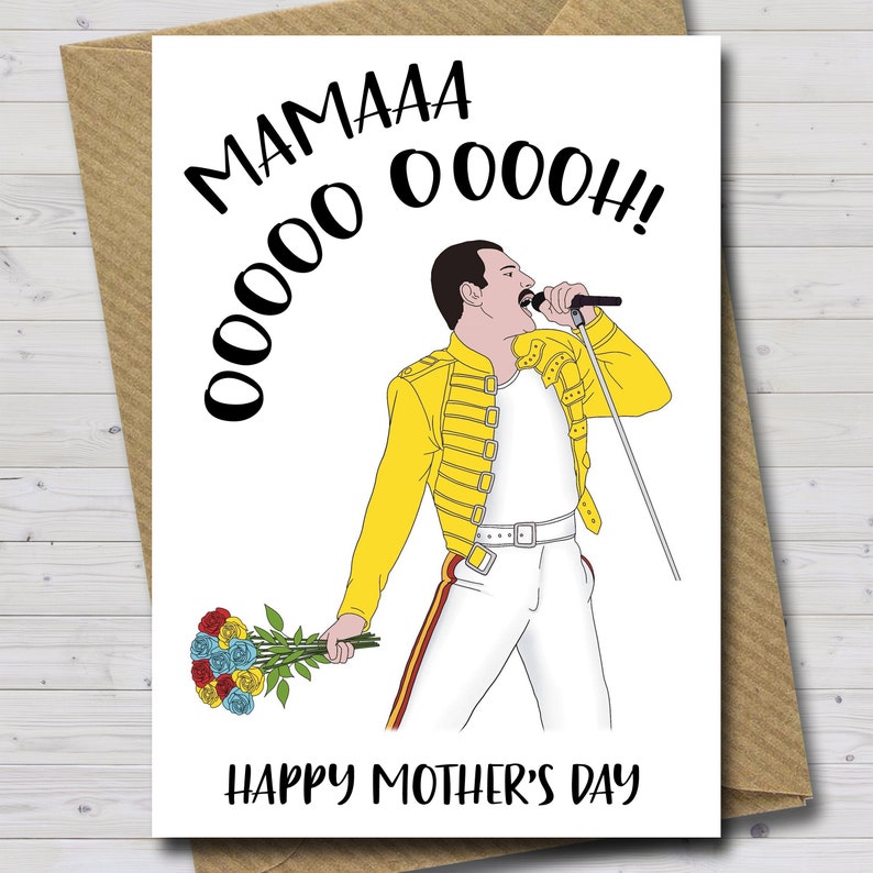 Funny Mothers Day Card Mama Ooooh Freddie Mercury Queen Mama Mothers Day Card Card for Music Lovers mum mama mom mother mummy image 2