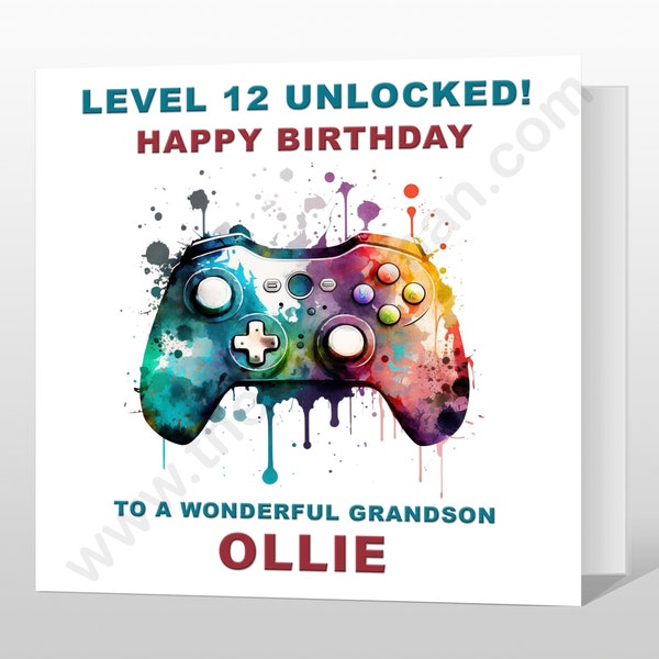 Personalised Gamer Birthday Card - Boy Gamer Birthday Card for son - Girl Gamer Birthday Card for daughter - Video games grandson nephew ect