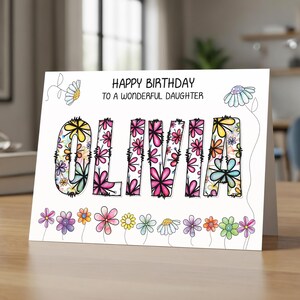 Personalized Floral Birthday Card – Custom Name, Handmade UK image 8