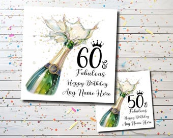 Personalized Milestone Birthday Card – Wine Celebration Design