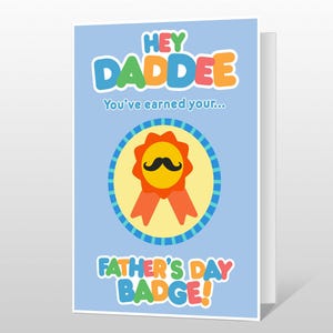 Fathers Day Card Duggee - Father Day Card from the kids - Hey Daddee - Fathers Day Badge - Fathers day gift from son daughter dad daddy