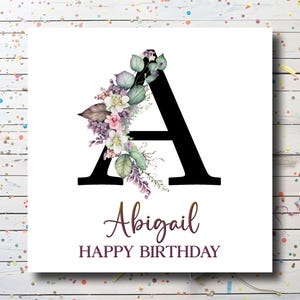 Personalised Floral Birthday Card -  Birthday Card for women - Floral Birthday Card for Mum - Birthday card friend family wife daughter ect