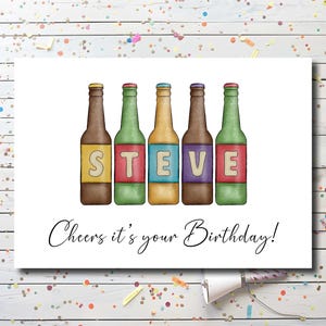 Personalised Beer Bottle Birthday Card - Cider Bottle Card - Larger Bottle Card - Birthday Card for Dad, Mum, Son, Daughter, Friend ect.....